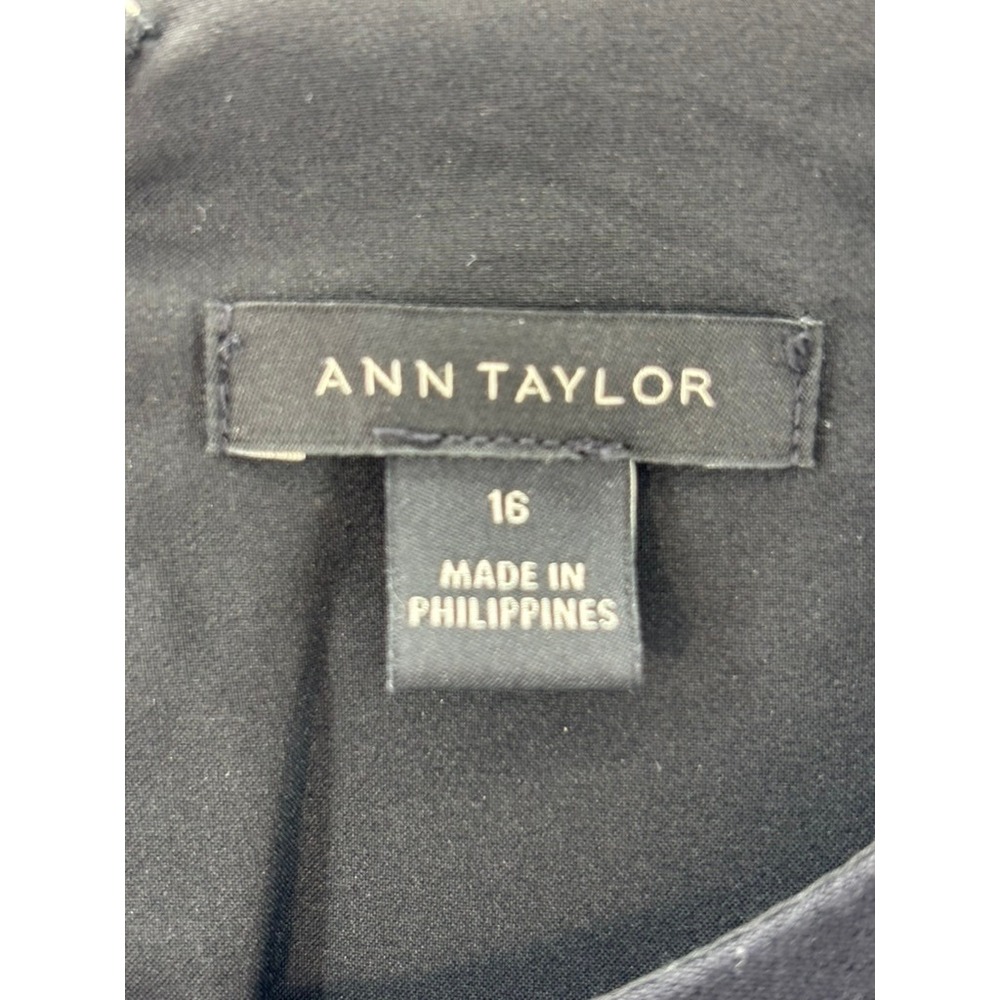 Ann Taylor Sheath Dress Women 16‎ Black Ruffle Flutter Sleeve Business - Picture 6 of 9
